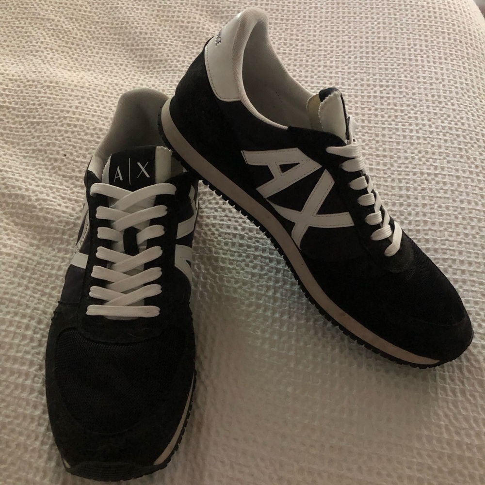 Armani Exchange Black and White Logo Low-Top Sneakers Men’s Size 11
